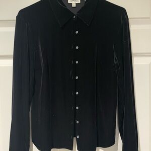 Ann Taylor Elegant Black Velvet Shirt